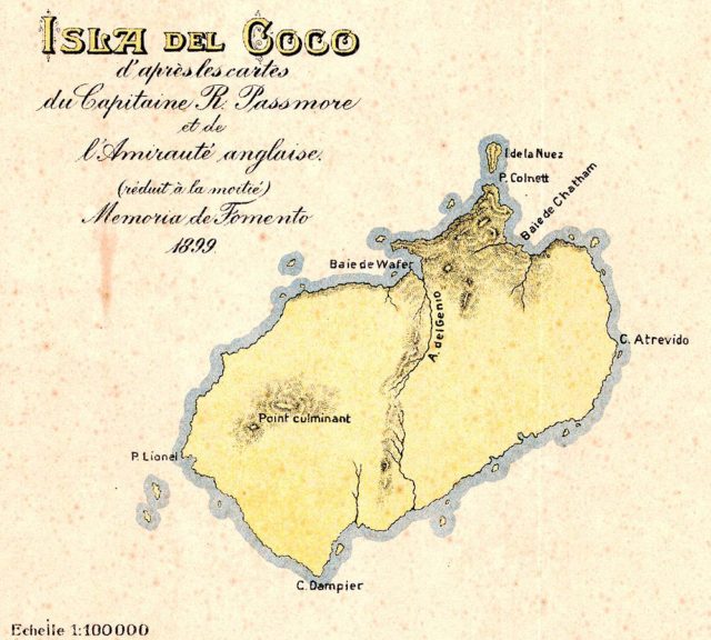 Isla de Coco - Mapa de 1889